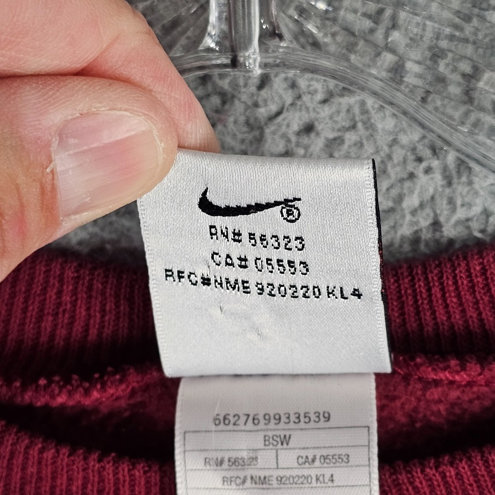 Nike Sweatshirt Boys Large Red Fleece‎ Lined Swoosh Logo Vintage Made in USA - Picture 6 of 8
